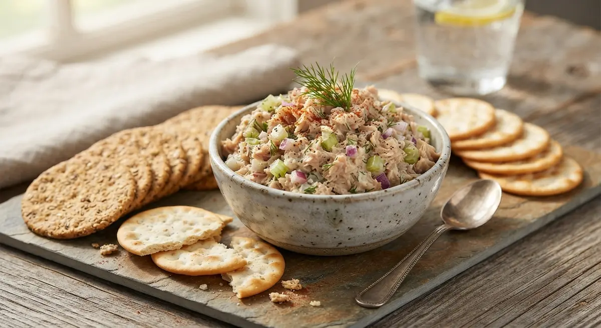 Mighty Tuna Salad Scoops with Whole Grain Crackers